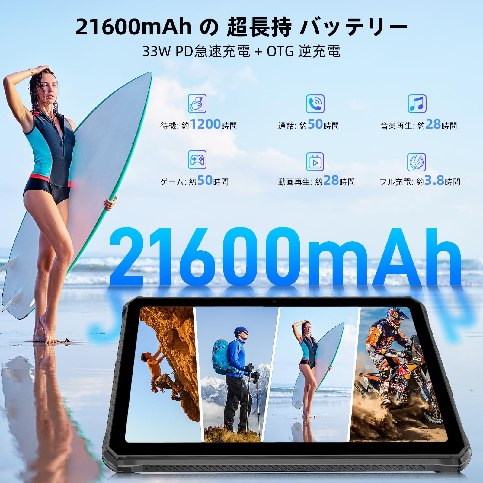 Amazon.co.jp: DOOGEE R10 防水 タブレットAndroid 13、頑丈な